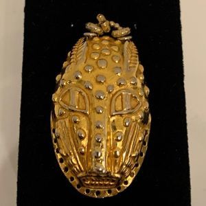 Dominique Aurientis Paris 1980’s Wood Leopard African Mask Pendant